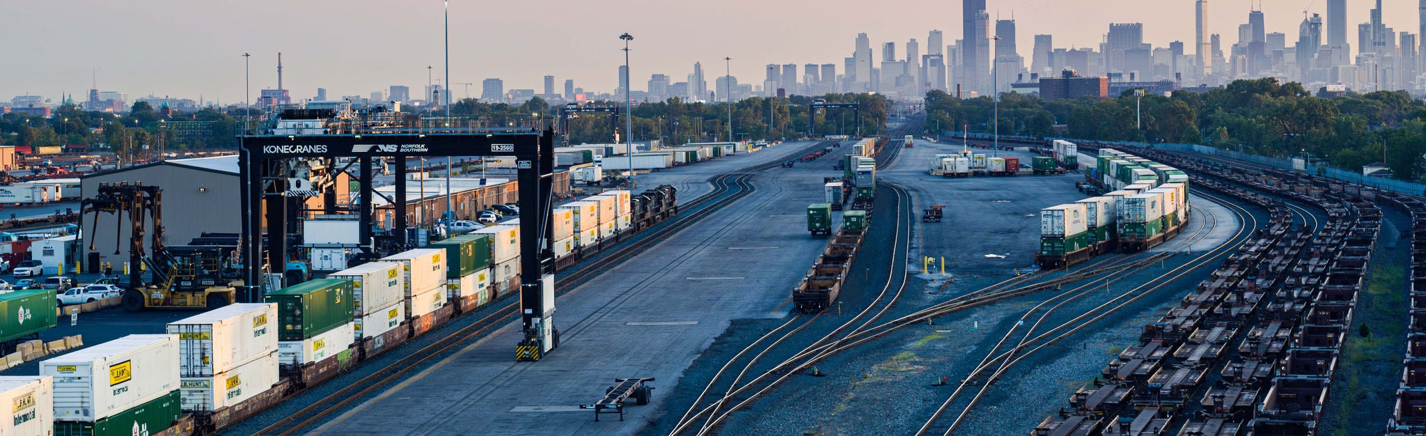 Norfolk Southern railyard with rail shipping in progress