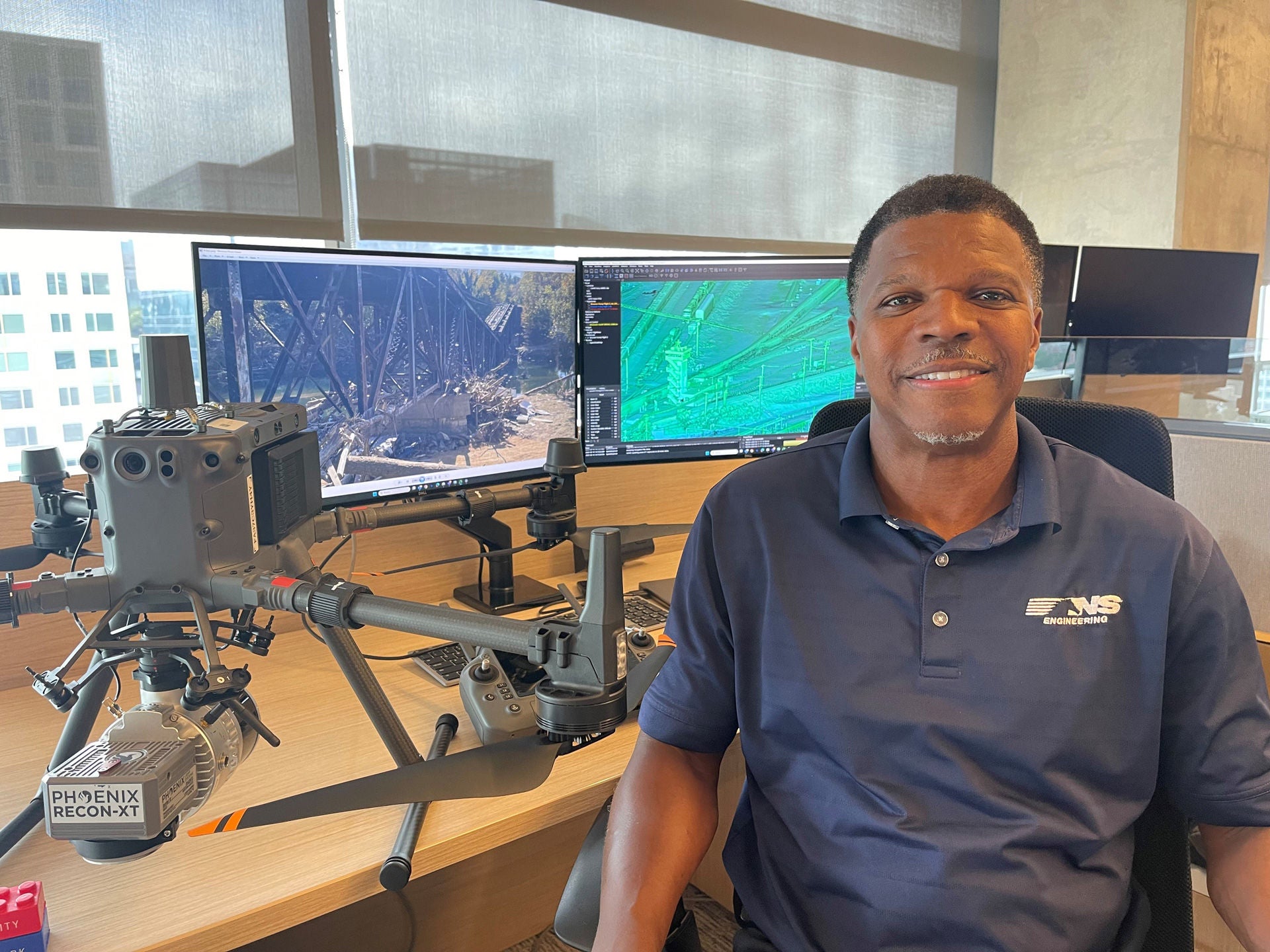 Norfolk Southern's Christopher Craddock at his workstation