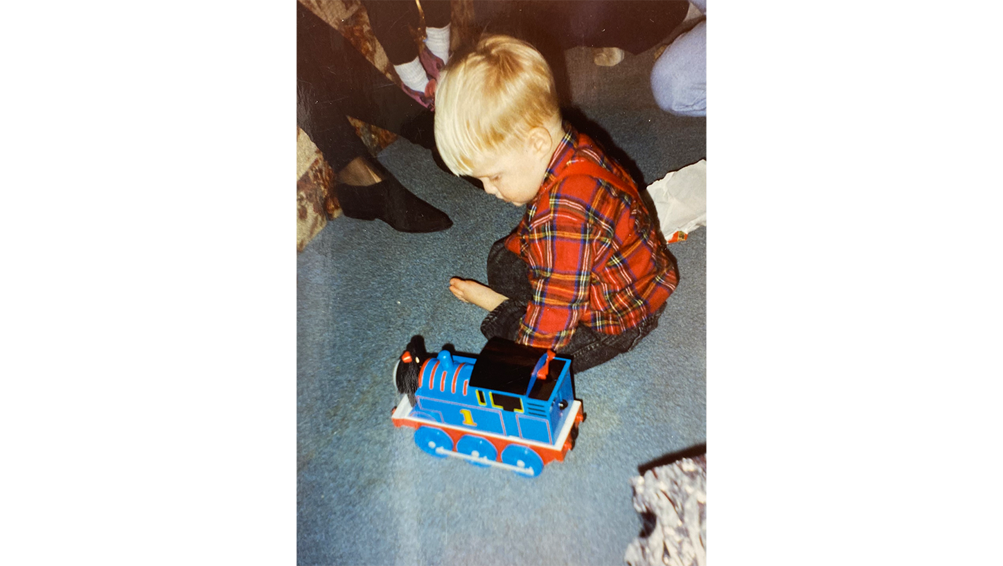 Young Brian with Thomas the Tank Engine