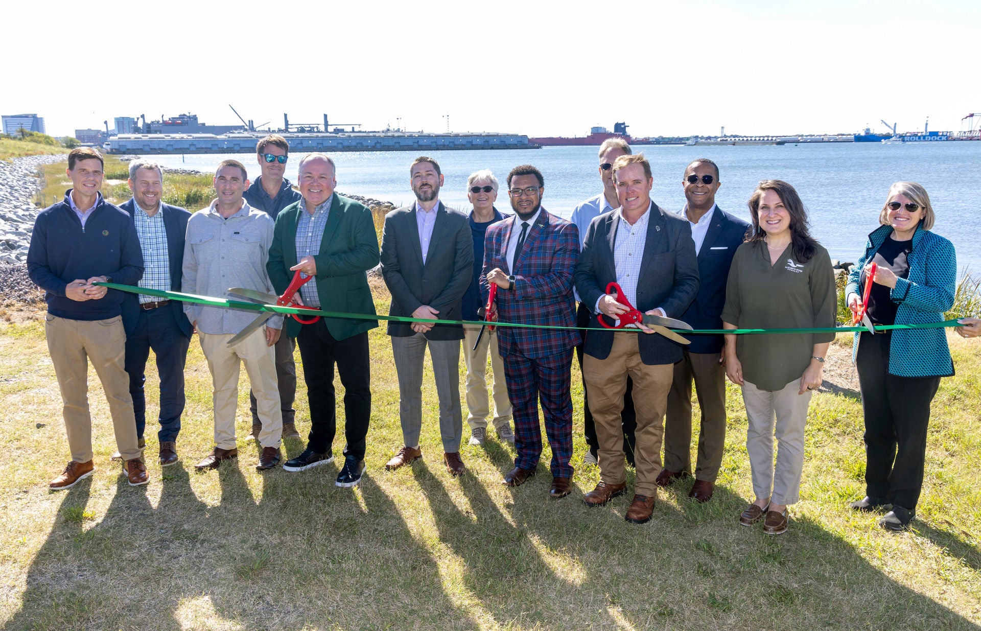 Living Shoreline restoration completion ribbon cutting
