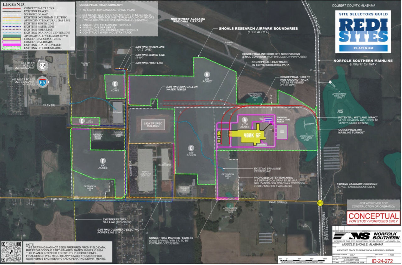REDI Sites map in Shoals region of northwest Alabama