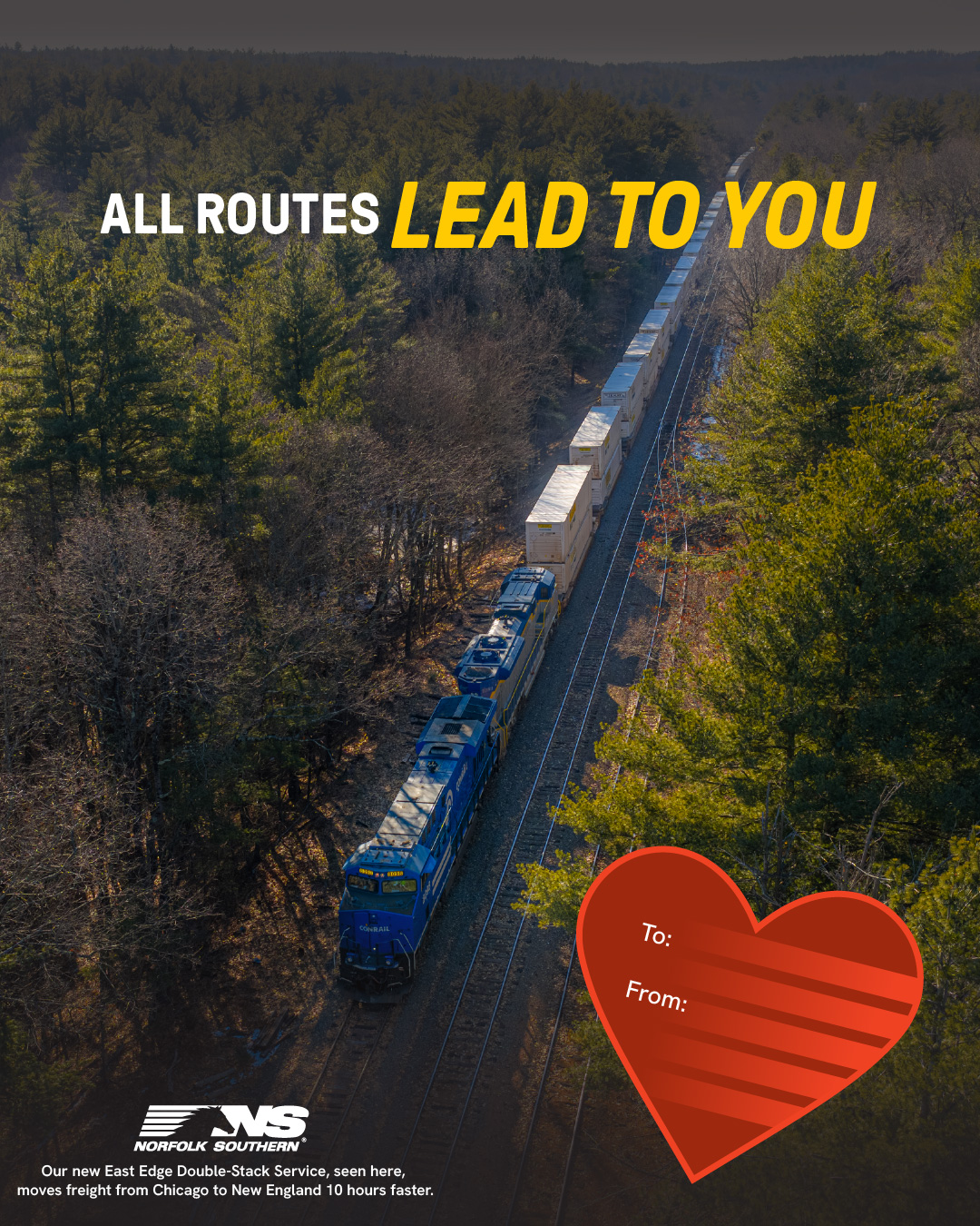 Norfolk Southern Valentine's Day Card