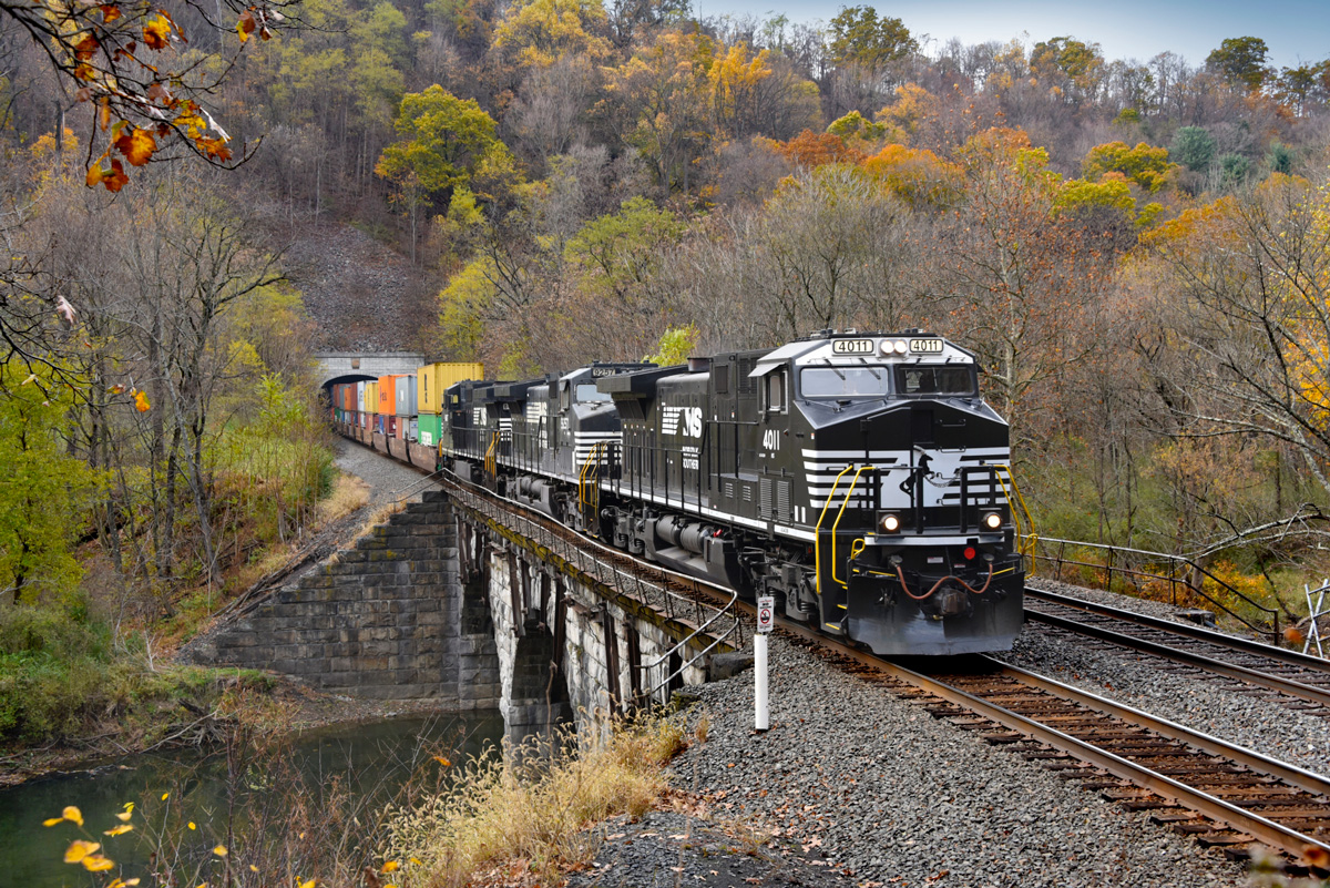 NS locomotive in autumn