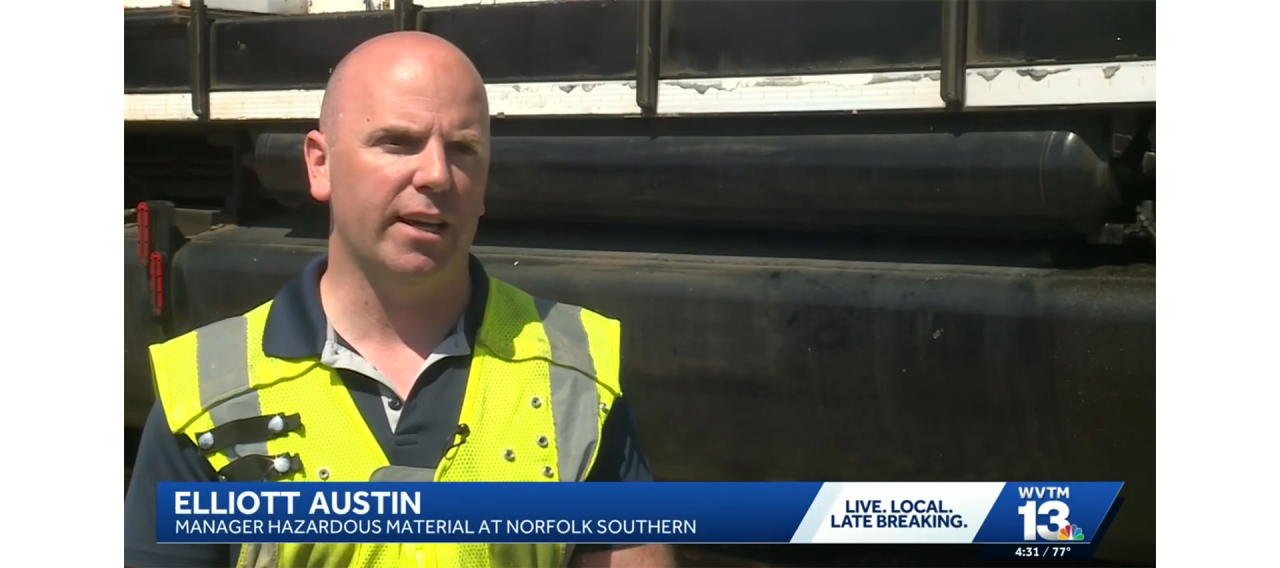 Elliott Austin being interviewed by WVTM-TV in Birmingham, Alabama